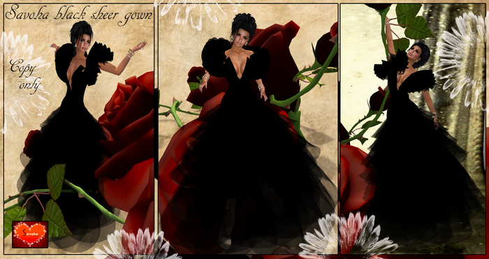 savoha black sheer gown