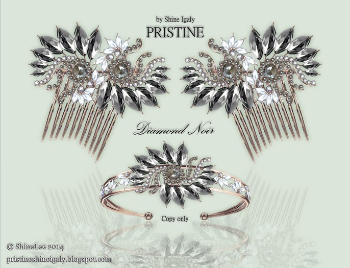 Pristine Diamond Noir Hair Combs & Bracelet