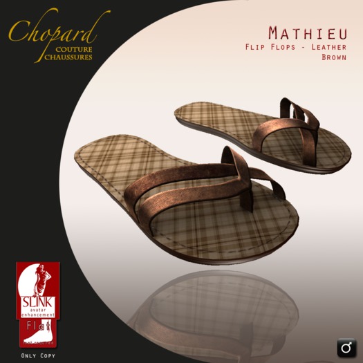 *Chopard Couture* Mathieu Flip Flops Leather Brown - Slink Flat