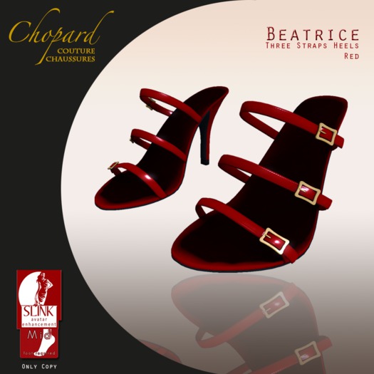 *Chopard Couture* Beatrice Three Straps Heels Red (Slink-M)