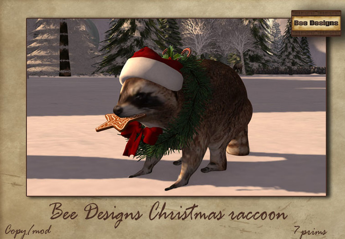 .: Bee Designs:.Christmas Raccoon