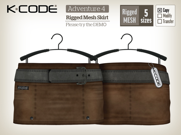 K-CODE ADVENTURE 4 Skirt - Rigged Mesh