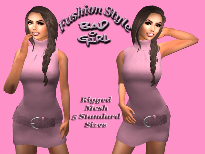 Bad Girl Rigged Mesh Roll Neck knitted pink