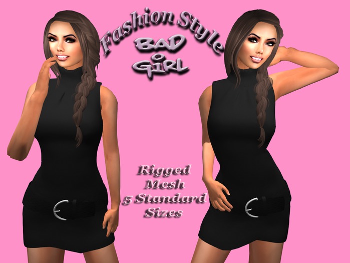 Bad Girl Rigged Mesh Roll Neck knitted black