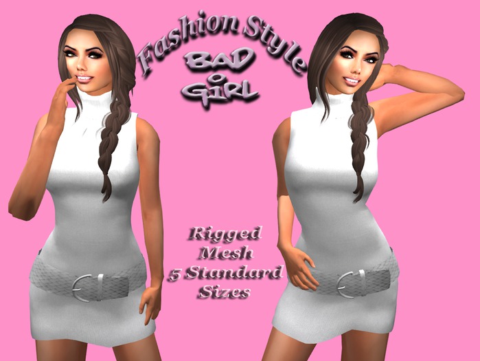 Bad Girl Rigged Mesh Roll Neck knitted white