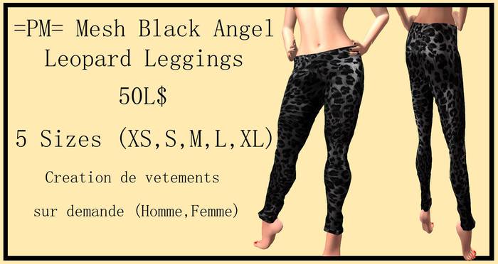 =PM= Mesh Black Angel Leopard Leggings