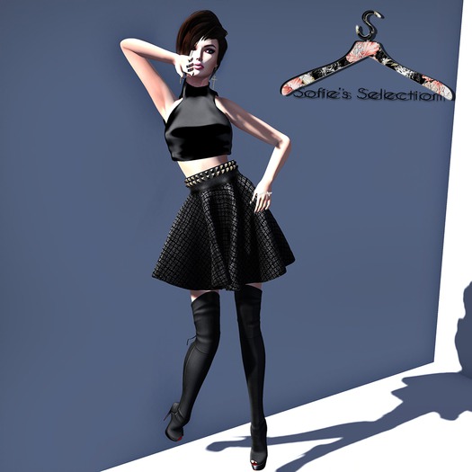<S> Mesh Skater Outfit Black