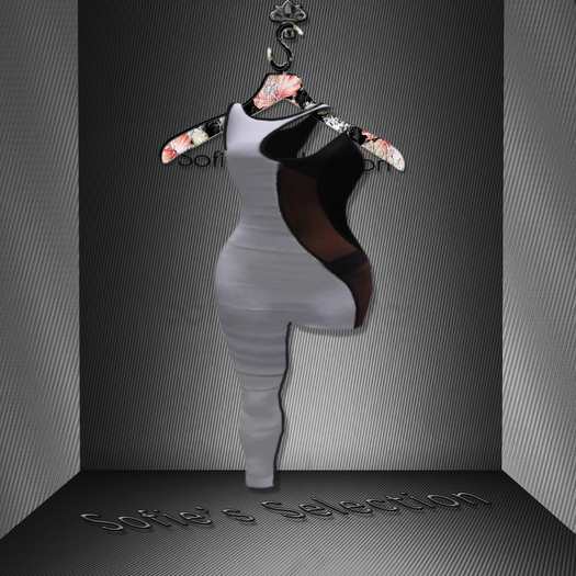 <S> Mesh Catsuit Black-White