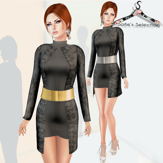 <S> Mesh Allure Coat-Dress Black