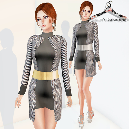 <S> Mesh Allure Coat Dress Grey