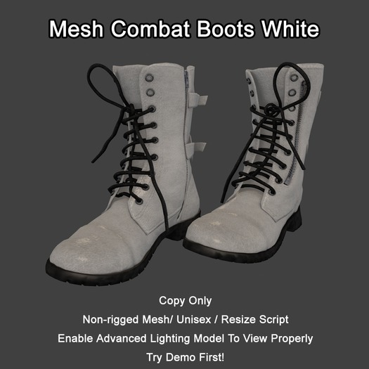 Mesh Combat Boots White