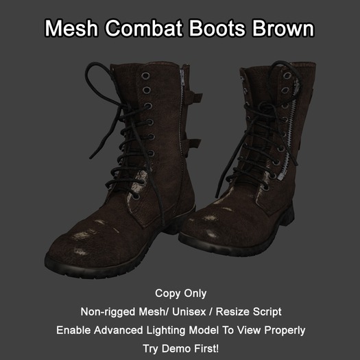 *DEMO* Mesh Combat Boots Brown