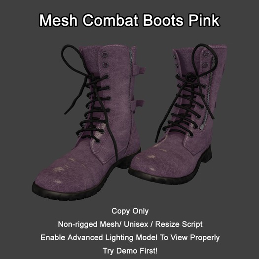 Mesh Combat Boots Pink