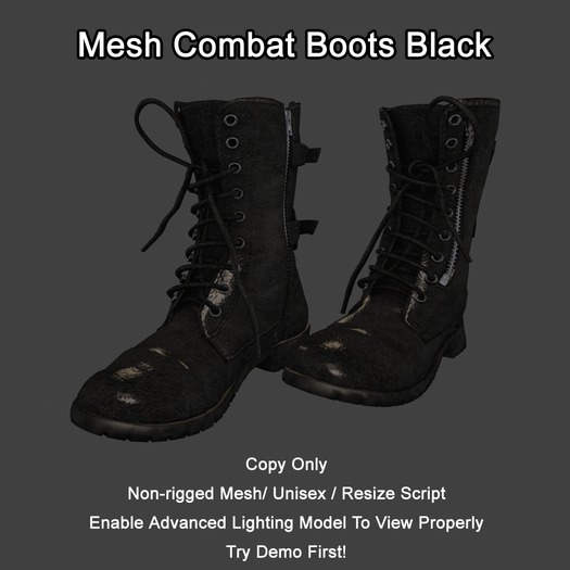 Mesh Combat Boots Black