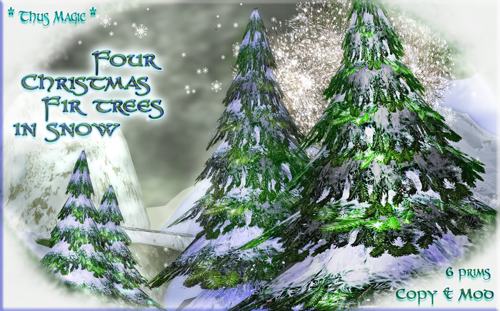 *Thus Magic*~4 Christmas Fir Trees in Snow COPY-MOD - LIMITED TIME PROMO PRICE