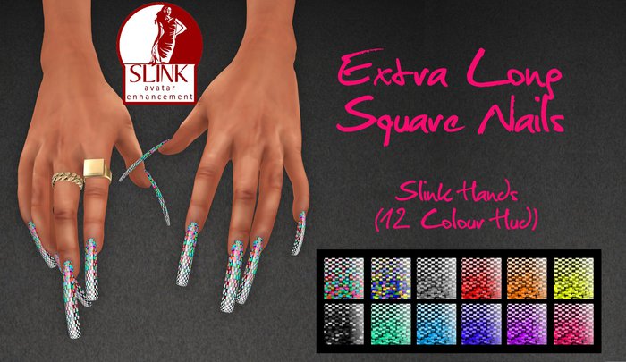 IAF Extra Long Square Nails (Slink Hands) (Relaxed)
