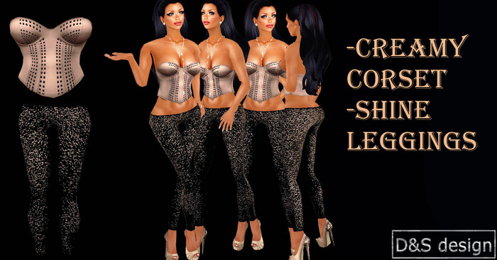 D&S design  Creamy corset shine leggings