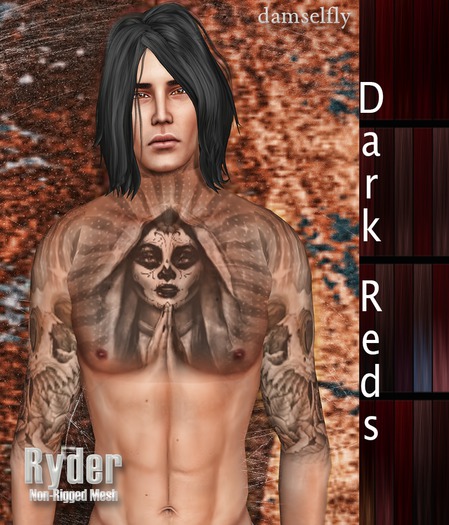 *~*Damselfly*~*Ryder Non-Rigged Mesh Dark Reds