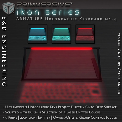ikon.ARMATURE Holographic Keyboard Projection Keyboard Cyber Keyboard m1.4 XFER by E&D Engineering