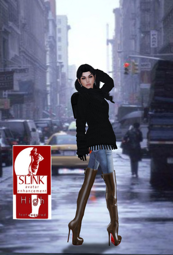=PIA= Box HIGH SLINK Rain Thighboots Brown