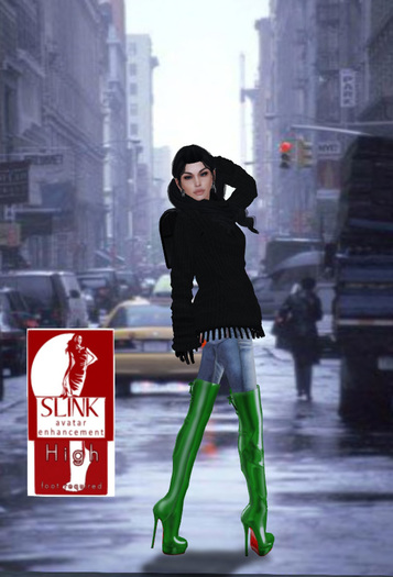 =PIA= Box HIGH SLINK Rain Thighboots GREEN