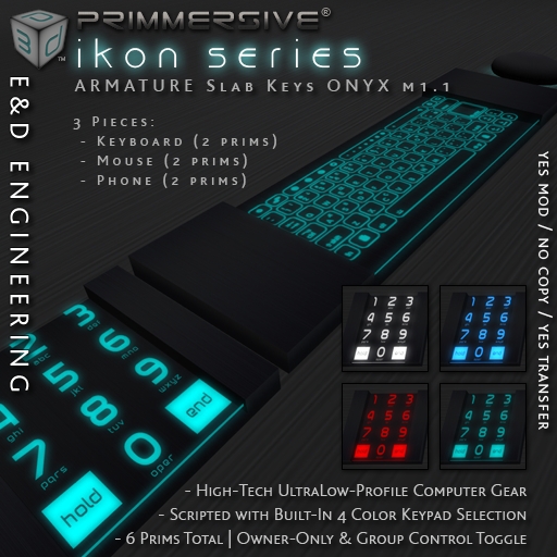 ikon.ARMATURE Low Profile Digital Neon SLAB Computer Keyboard Mouse Phone Combo m1.1 XFER by E&D Engineering