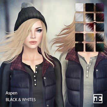 Second Life Marketplace - TRUTH HAIR Aspen (Mesh Hair) - black & whites