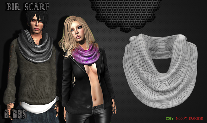 B BOS -Bir Scarf-White