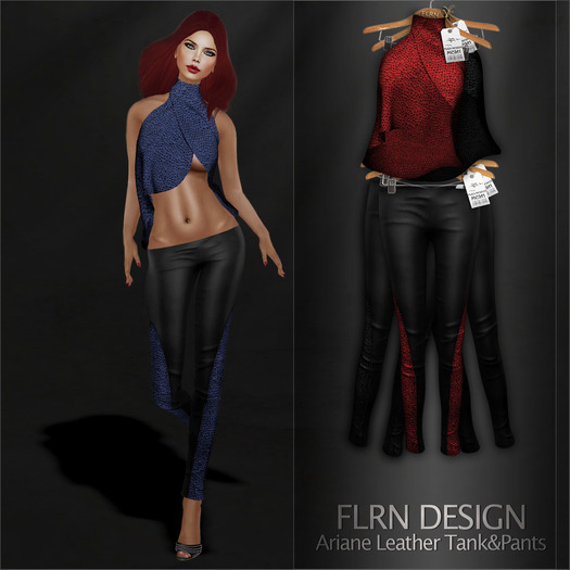 Ariane Leather Tank&Pants Red&Black