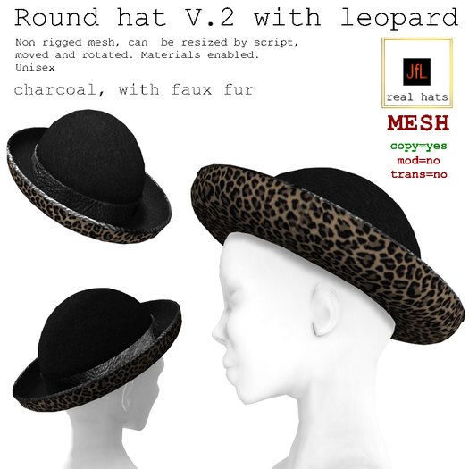 JfL round hat V.2 leopard/charcoal boxed