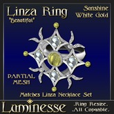 * * OUTLET PRICE * * LINZA "Beautiful" Sunshine Ring - Yellow White Gold
