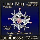 * * OUTLET PRICE * * LINZA "Beautiful" Vermilion Ring - Red White Gold