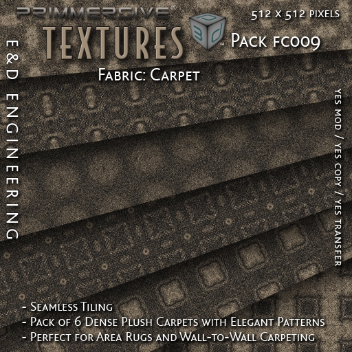 [FC009] 6 512px Dense Woven Fabric and Plush Carpet Textures for Area Rugs and Elegant Floors by E&D ENGINEERING
