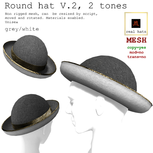 JfL round hat V.2 plain grey boxed