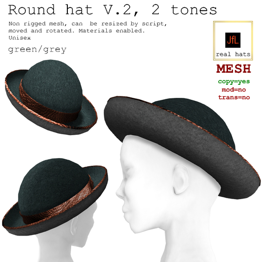 JfL round hat V.2 plain green/grey boxed