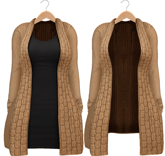 Blueberry - Babi - Belleza Venus & Slink Physique Compatible - Cardigan with Optional Dress Tan