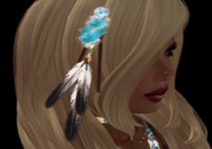 TEMPLE FEATHERS * SILVER JEWELED TURQUOISE 