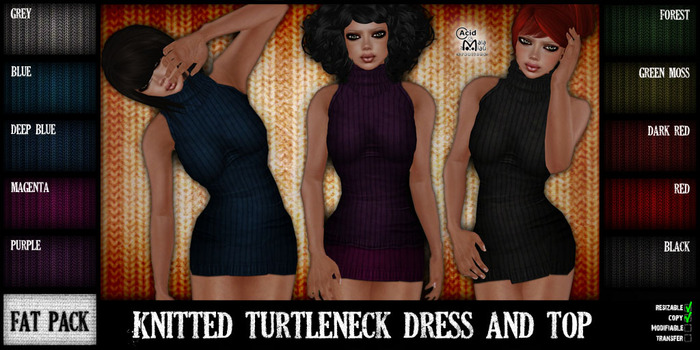 .:A&M:. Turtleneck Dress&Top - Blue