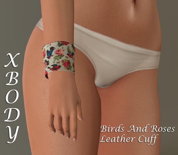 xbody Birds And Roses Leather Cuff