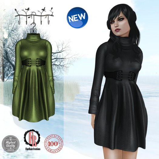 :: FineRain creations.::Kyra Green Knit Dress