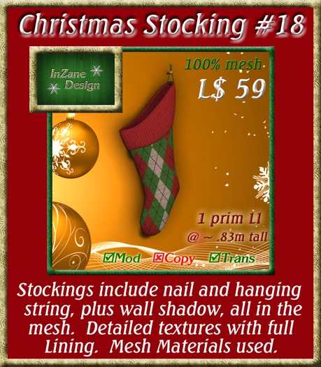 InZane Design Christmas Stocking 21 - bagged (wear or rez)