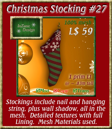 InZane Design Christmas Stocking 21 - bagged (wear or rez)