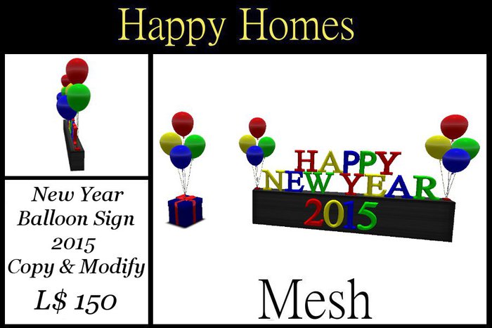 H.Homes ~ Mesh New Year Balloon Sign ~ 2015 Multi Colour