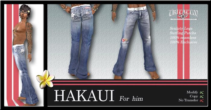 Tiki Tattoo -  HAKAUI - Jeans with surf patchs
