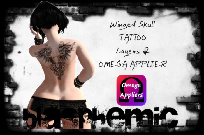 BLASPHEMIC Tattoo - Winged Skull - unisex - Layers & Omega