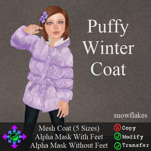 Vicarious Vitae - Puffy Winter Coat -Snow Purple