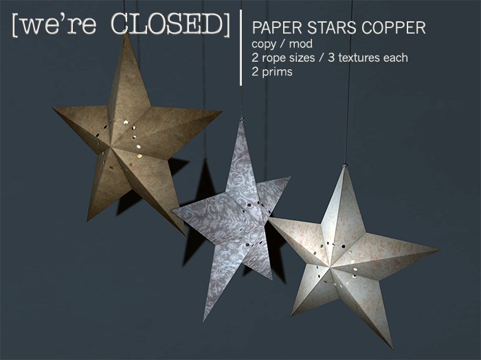 [we're CLOSED] paper stars copper