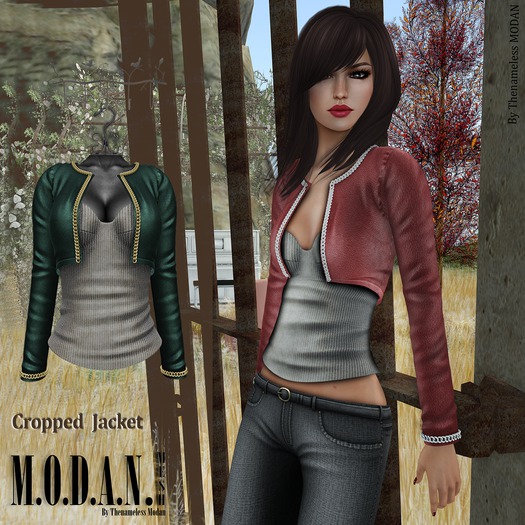 ::M.O.D.A.N.M.E.S.H.::Cropped Jeans Jacket Green