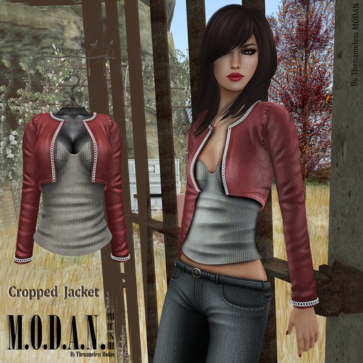 ::M.O.D.A.N.M.E.S.H.::Cropped Leather Jacket Red