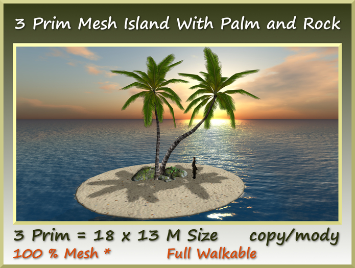 Mesh Palms With Rock Island 3 Prim=18x13m Size mody/copy